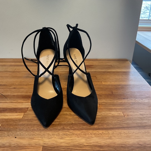 Nine West black suede strappy high heeled shoes - Picture 4 of 9